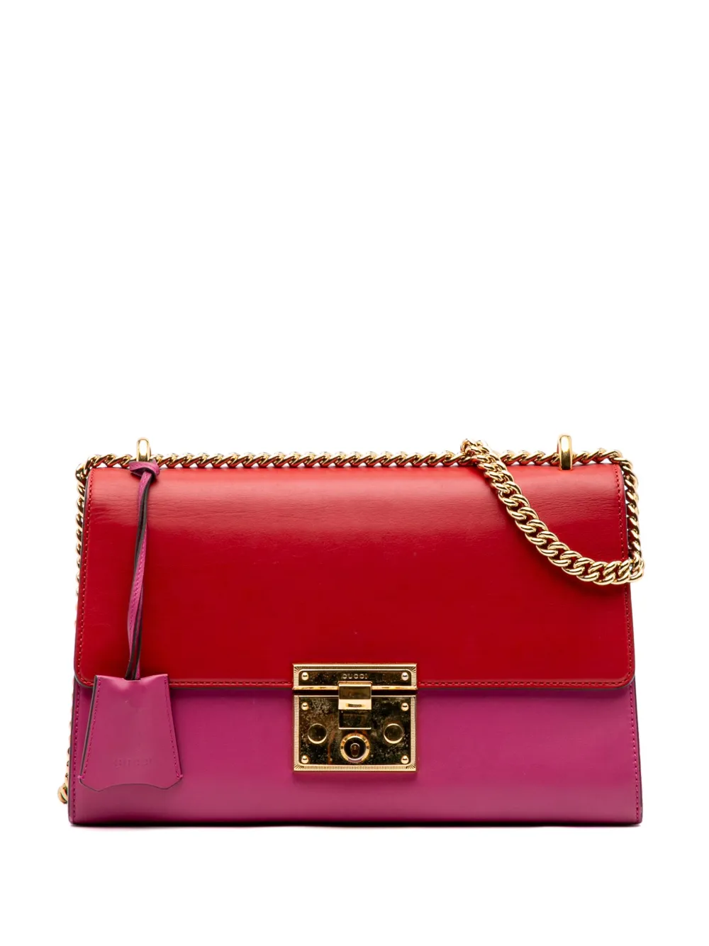 Gucci Pre-Owned 2016-2025 ミディアム バイカラーレザー パドロック ショルダーバッグ - ピンク Gucci Pre-Owned 2016-2025 ミディアム バイカラーレザー パドロック ショルダーバッグ - ピンク