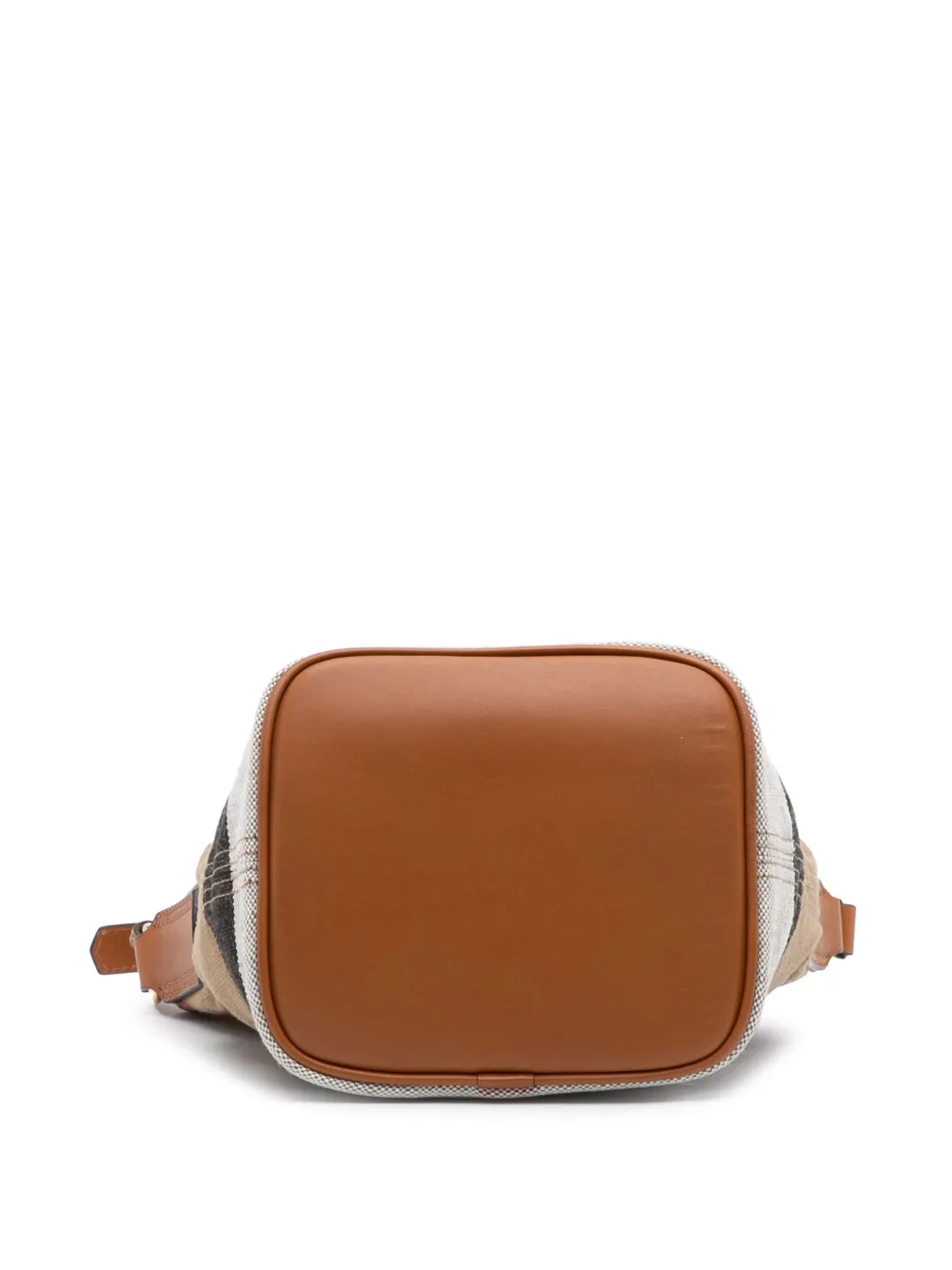 Pre-owned Burberry 2000-2017 Mini Mega Check Canvas Ashby Tassel Bucket Bag In Brown