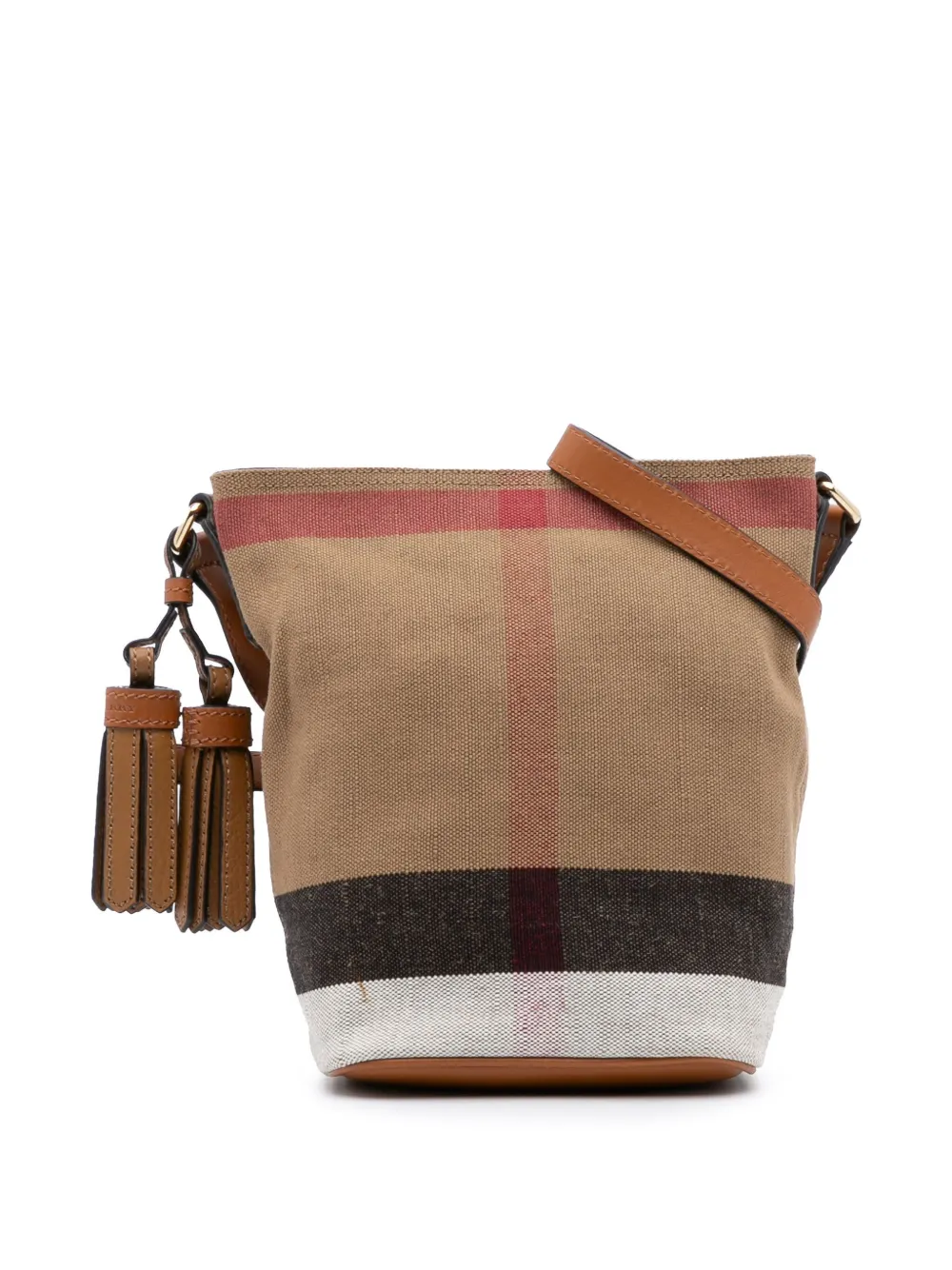 Burberry Pre-Owned 2000-2017 Mini Mega Check Canvas Ashby Tassel bucket bag | Brown | Image 1
