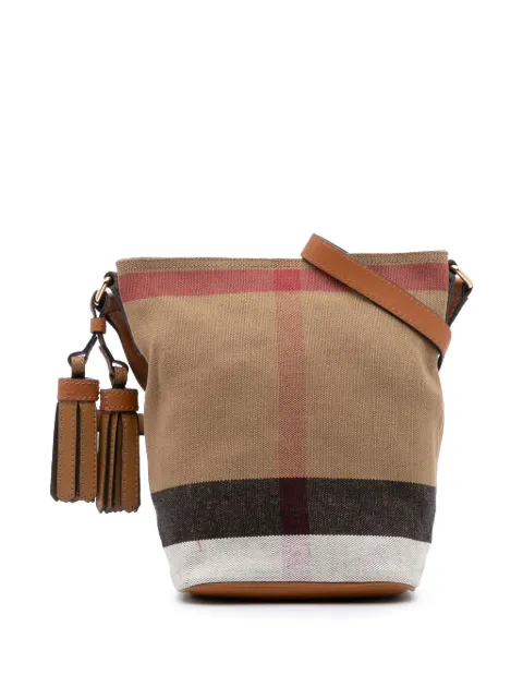 Burberry Pre-Owned 2000-2017 Mini Mega Check Canvas Ashby Tassel bucket bag