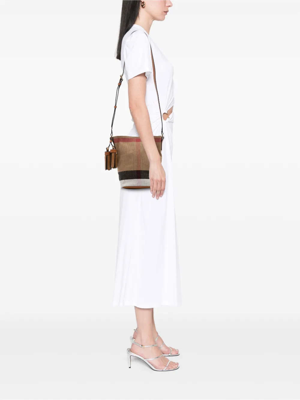 Burberry Pre-Owned 2000-2017 Mini Mega Check Canvas Ashby Tassel bucket bag | Pre-Owned | Image 2