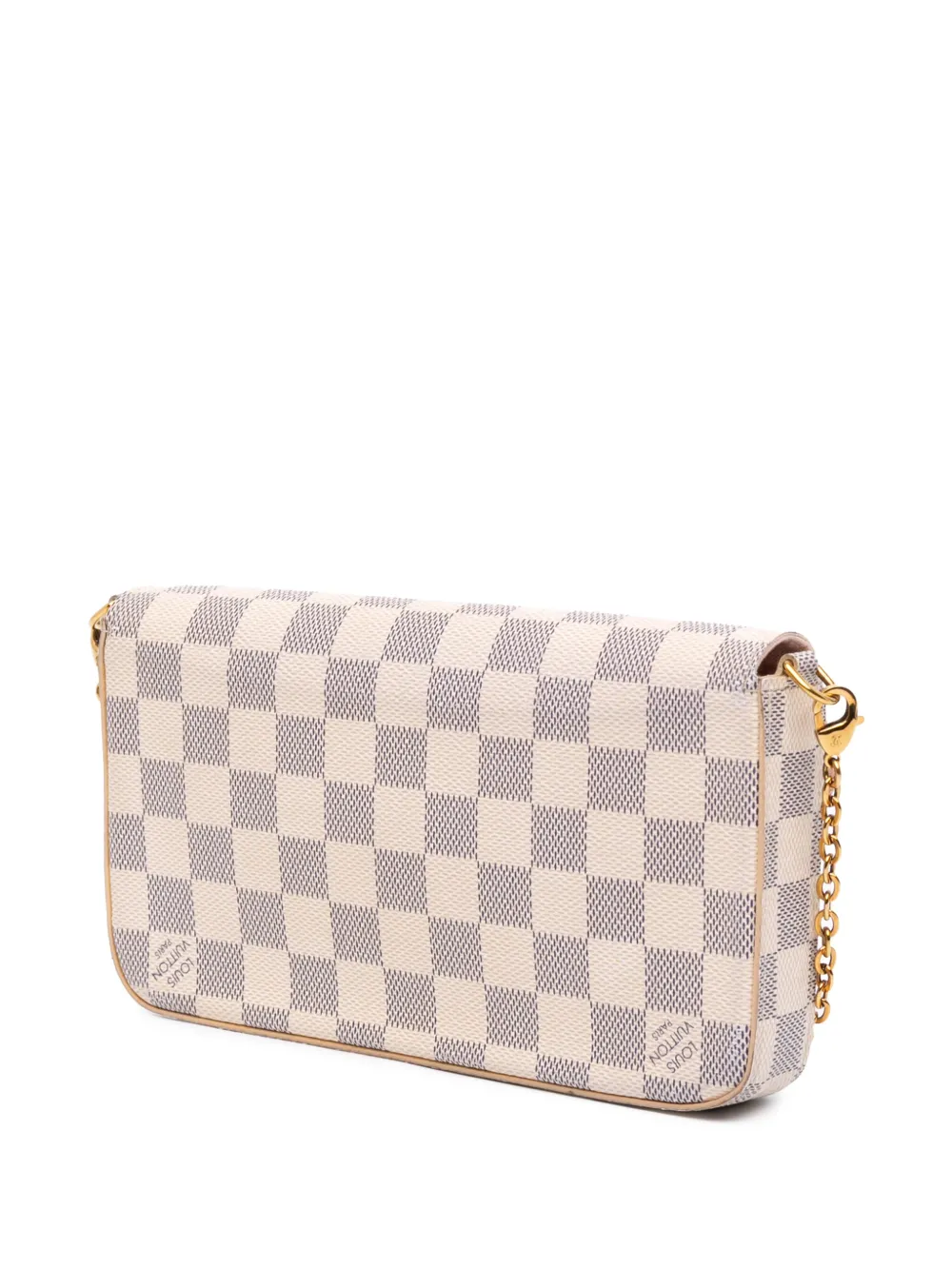 Pre-owned Louis Vuitton 2018 Damier Azur Pochette Felicie Crossbody Bag In White