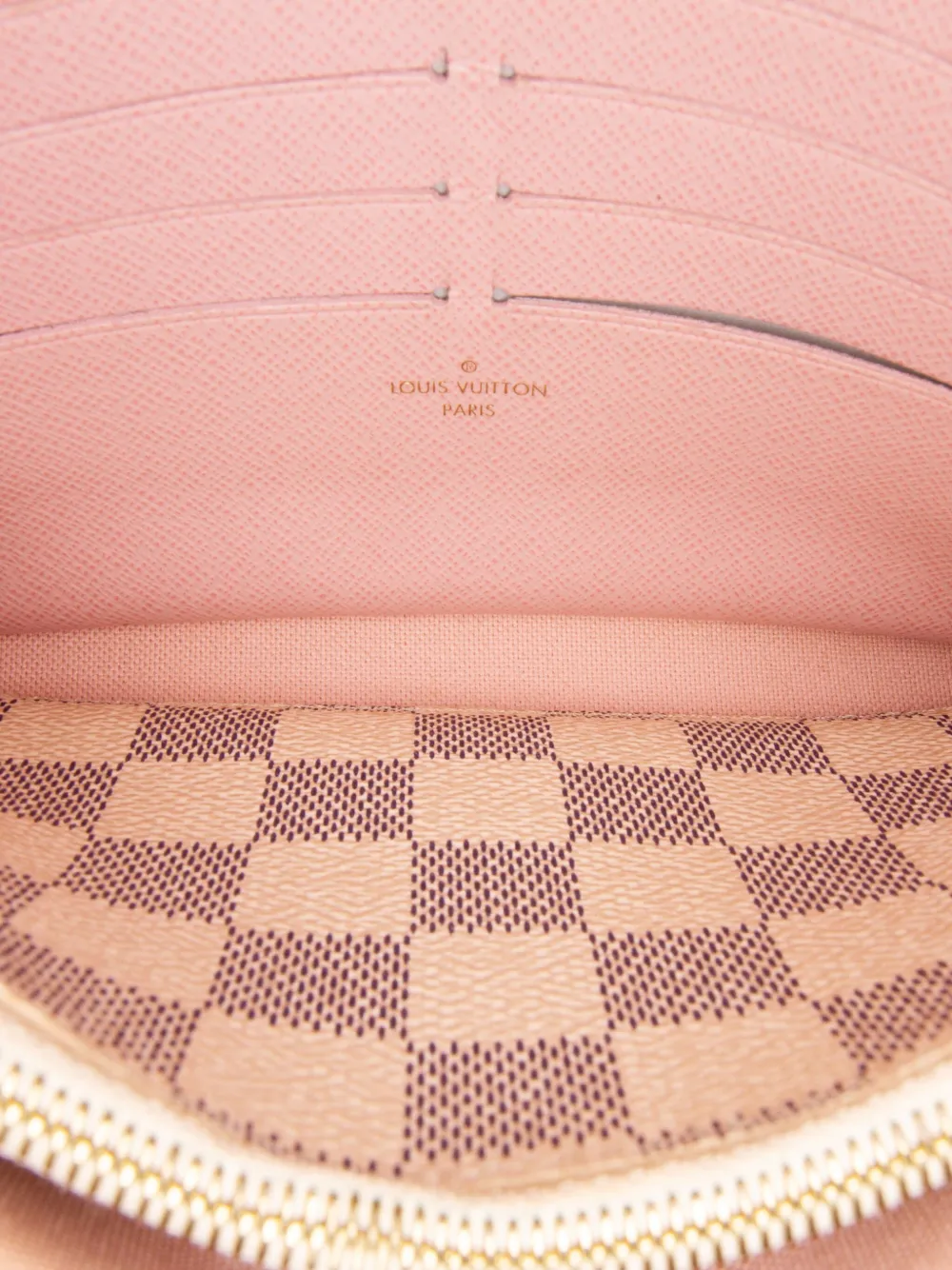 Pre-owned Louis Vuitton 2018 Damier Azur Pochette Felicie Crossbody Bag In White