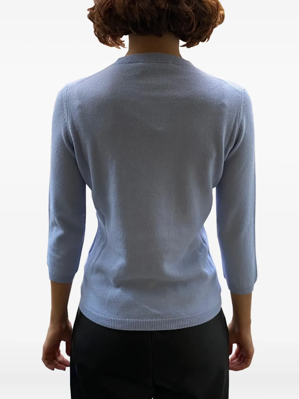 LA ROSE Trui met ronde hals en cropped mouwen Blauw