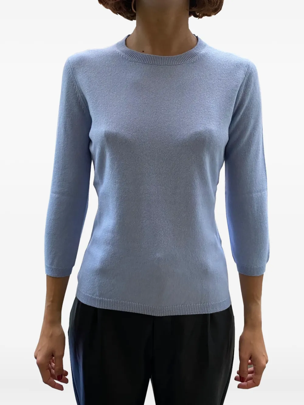 LA ROSE quarter-sleeve crew-neck sweater | Blue | Image 1