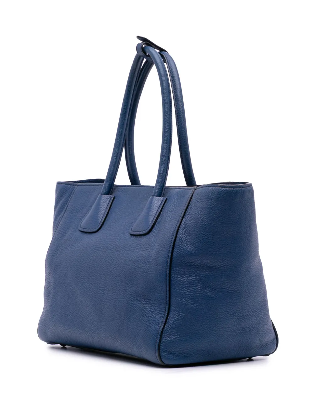 Pre-owned Prada 2000-2025 Vitello Phenix Shopping Tote Satchel In Blue