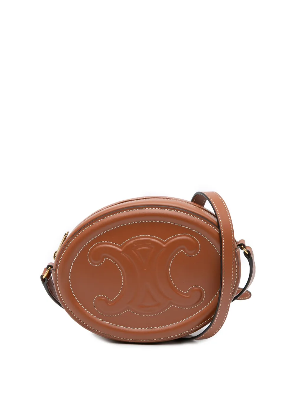 Celine Pre-Owned 2021 Small Calfskin Cuir Triomphe Oval crossbody bag | Brown | Image 1