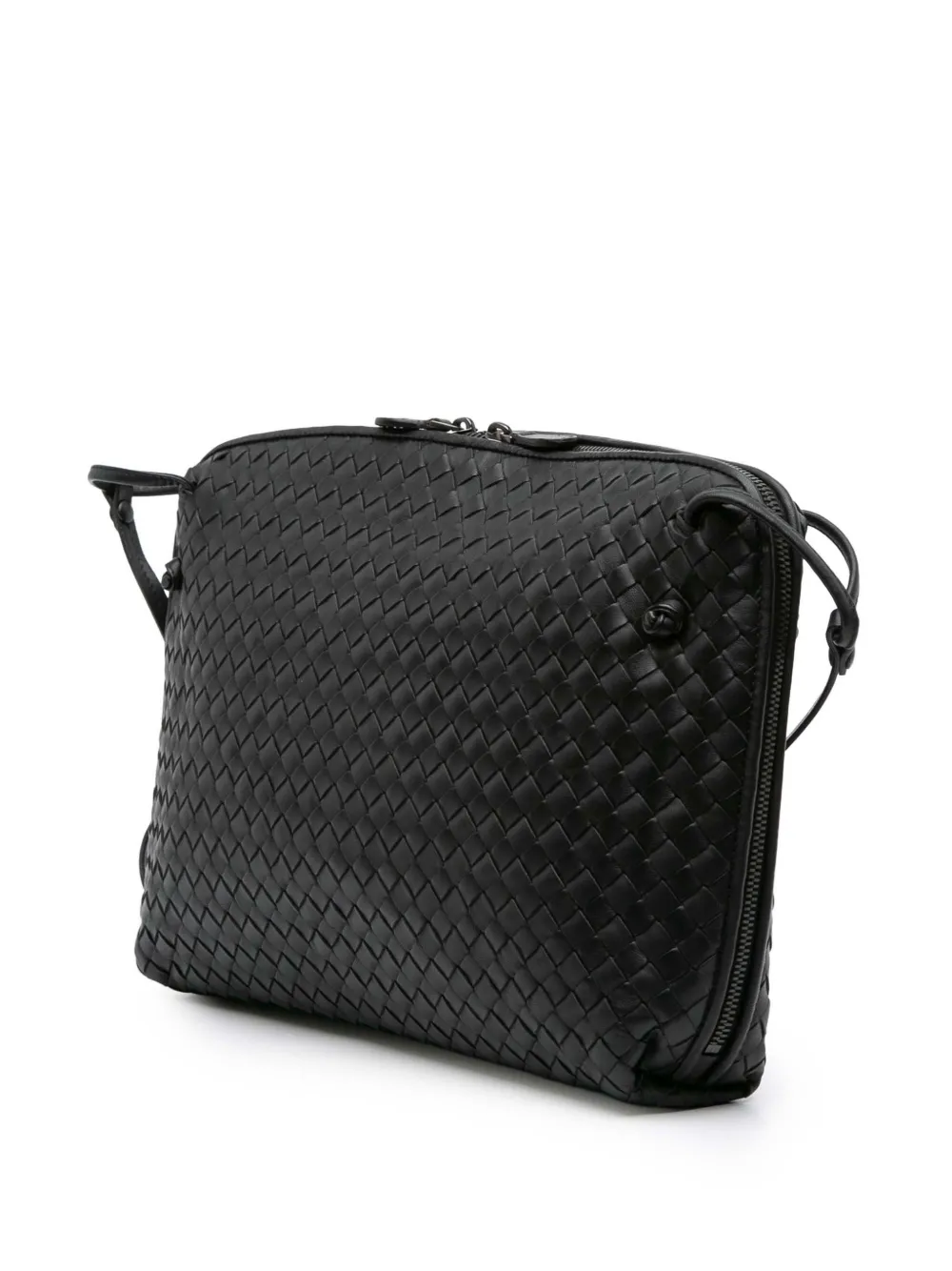 Pre-owned Bottega Veneta 2012-2025 Large Nappa Intrecciato Nodini Crossbody Bag In Black