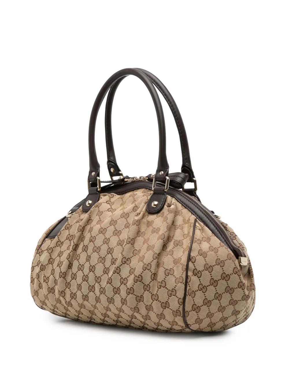 Pre-owned Gucci 2016-2025 Gg Canvas Sukey Sachel Satchel In Brown