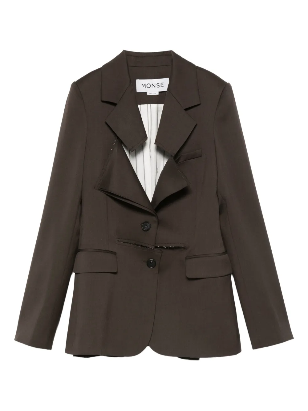 Monse asymmetrical-lapel buttoned jacket | Brown | Image 1