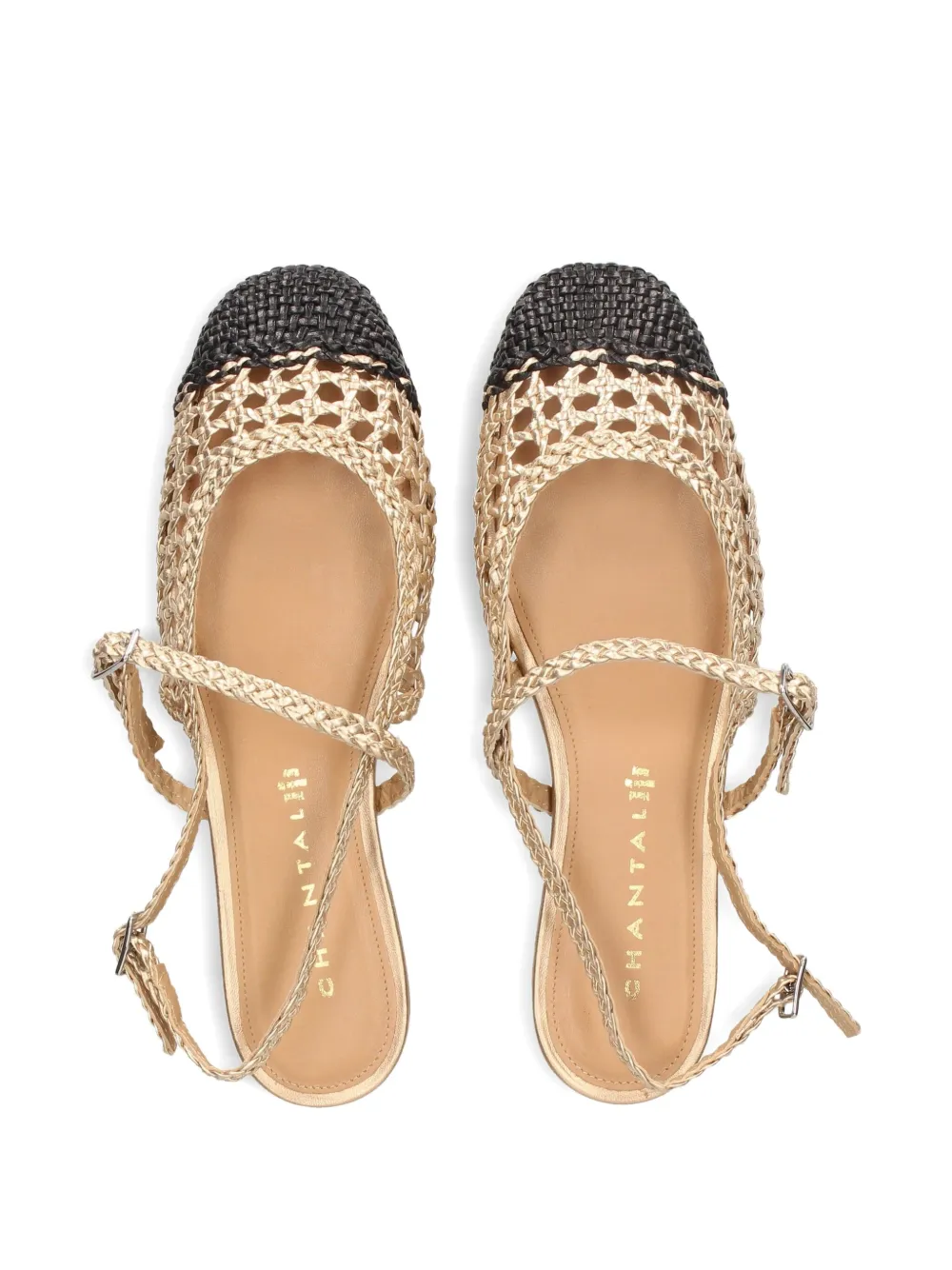 Chantal Slingback pumps met geweven effect Beige