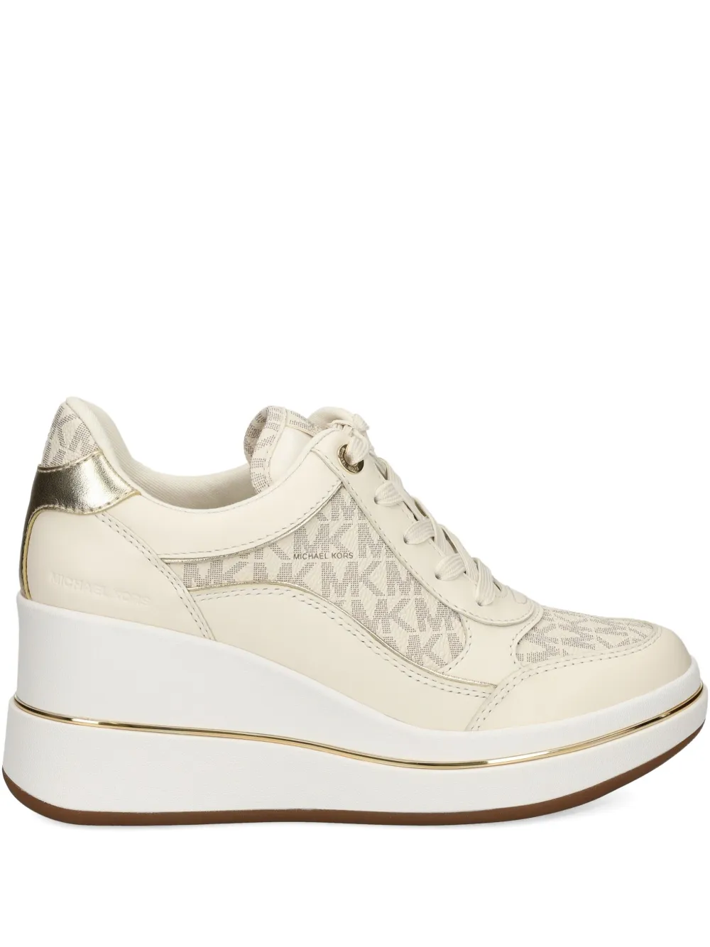 Michael Kors monogram-pattern wedge sneakers White