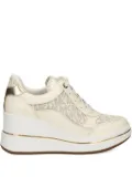 Michael Michael Kors monogram-pattern wedge sneakers - White