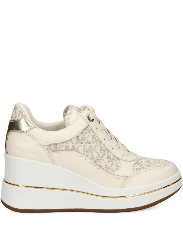 Michael Michael Kors monogram-pattern Wedge Sneakers White