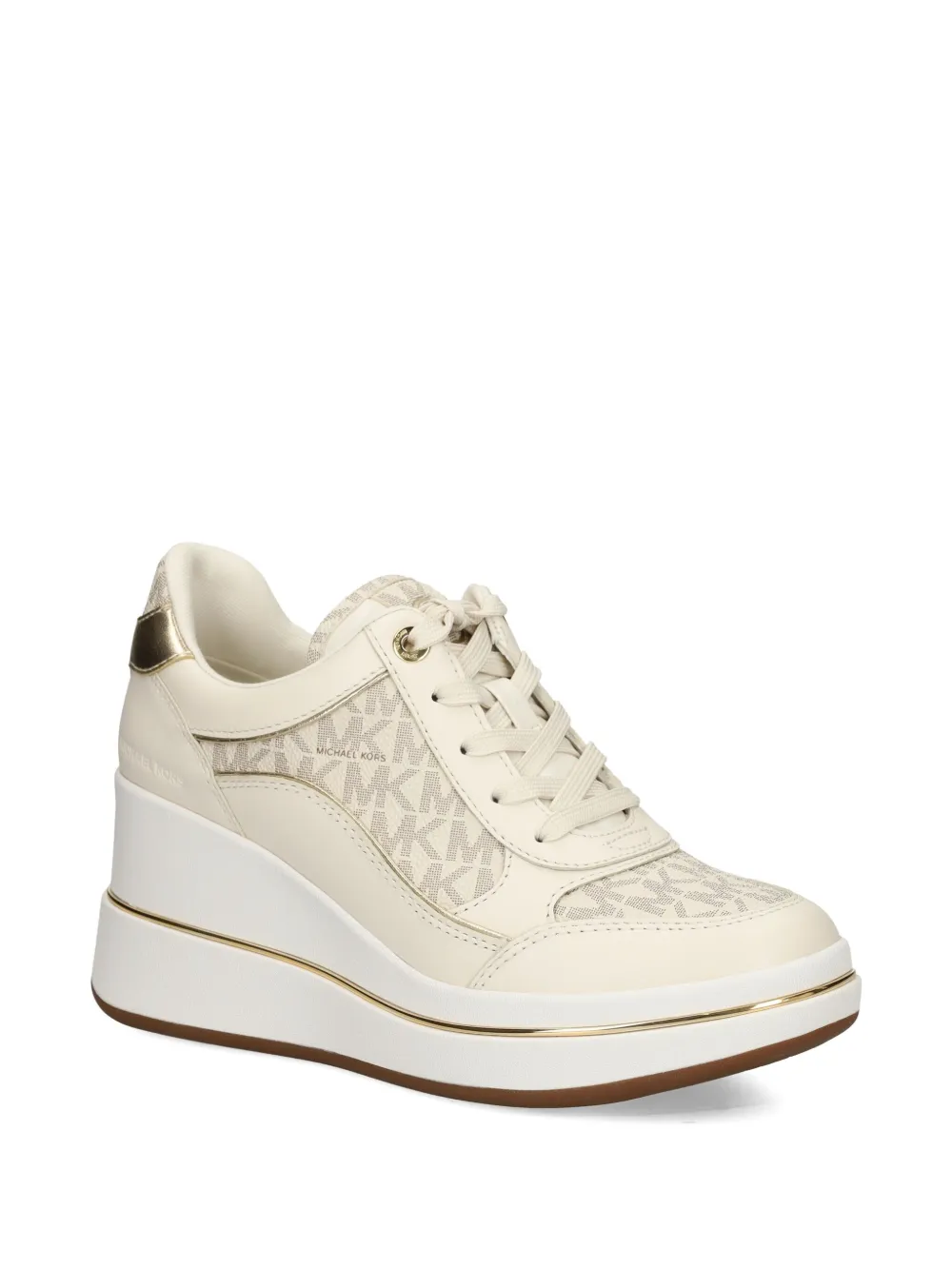 Michael Kors monogram-pattern wedge sneakers White