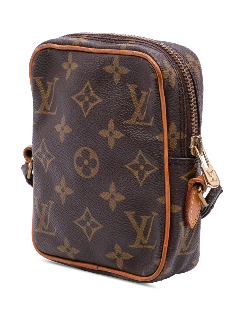Pre-owned Louis Vuitton 1989 Monogram Mini Danube Crossbody Bag In Brown