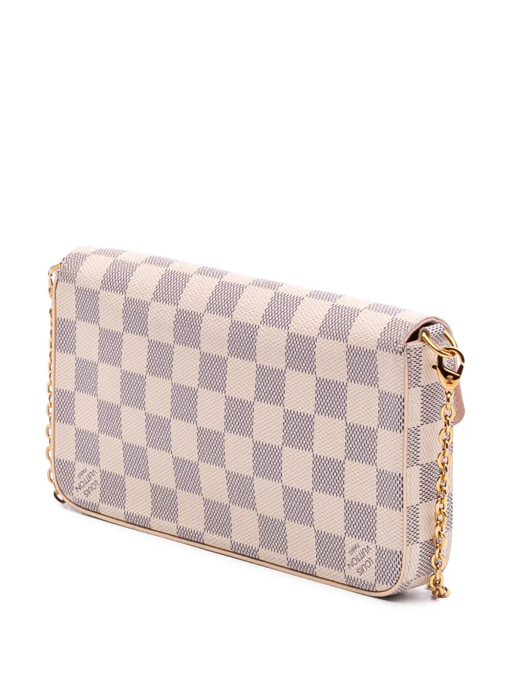 Pre-owned Louis Vuitton 2018 Damier Azur Pochette Felicie Crossbody Bag In White