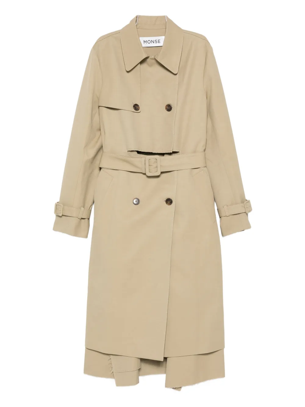 Monse Double-breasted Frayed-hem Trench Coat In Brown