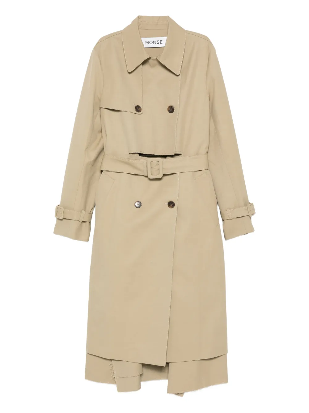 Monse double-breasted frayed-hem trench coat | Neutrals | Image 1