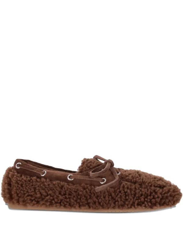 Miu Miu Shearling Loafers in Brown
