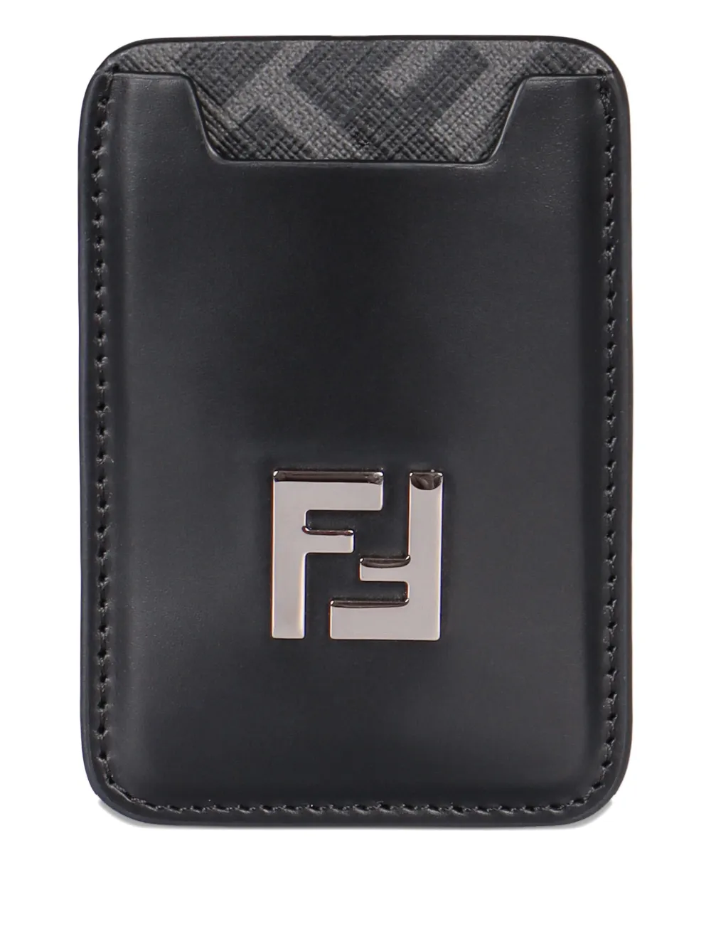 FENDI FF logo leather card holder | Black | Image 1