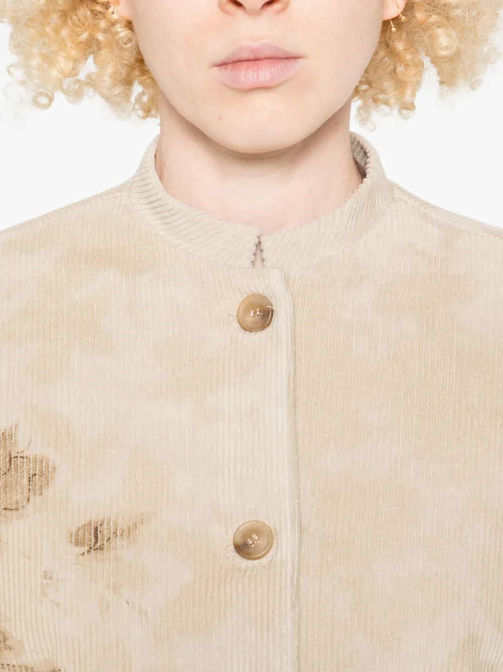 Why Ci Floral-print Corduroy Jacket In Neutral