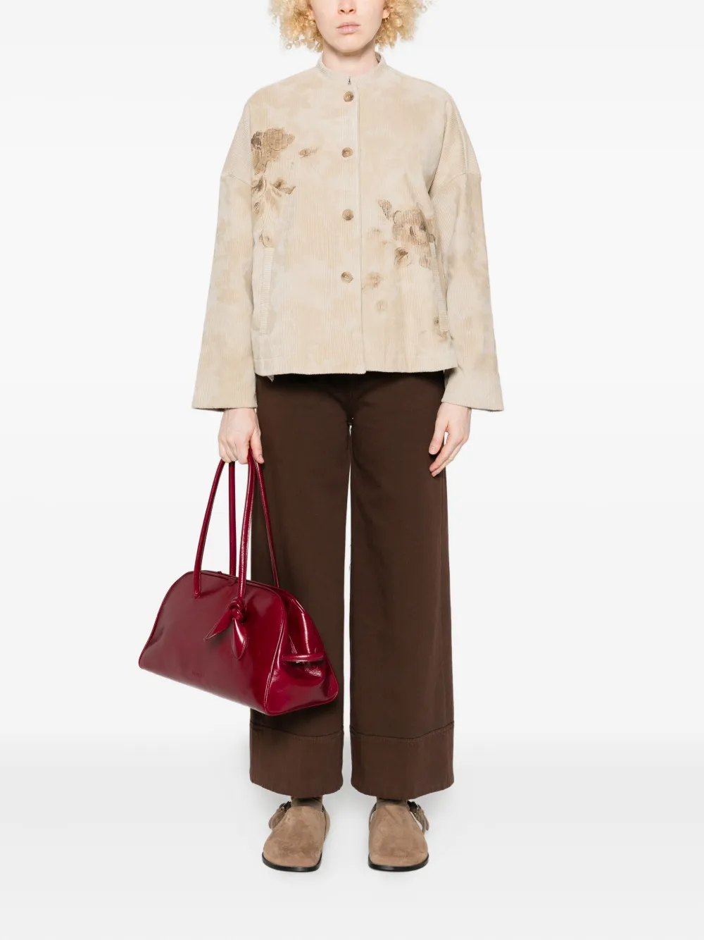 Why Ci Floral-print Corduroy Jacket In Neutral