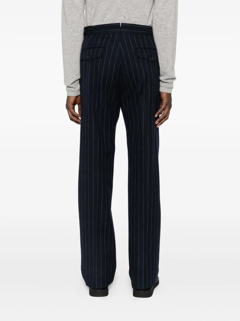 Tom Ford Dyllan Slim-fit Tapered Striped Wool-twill Suit Trousers In Black