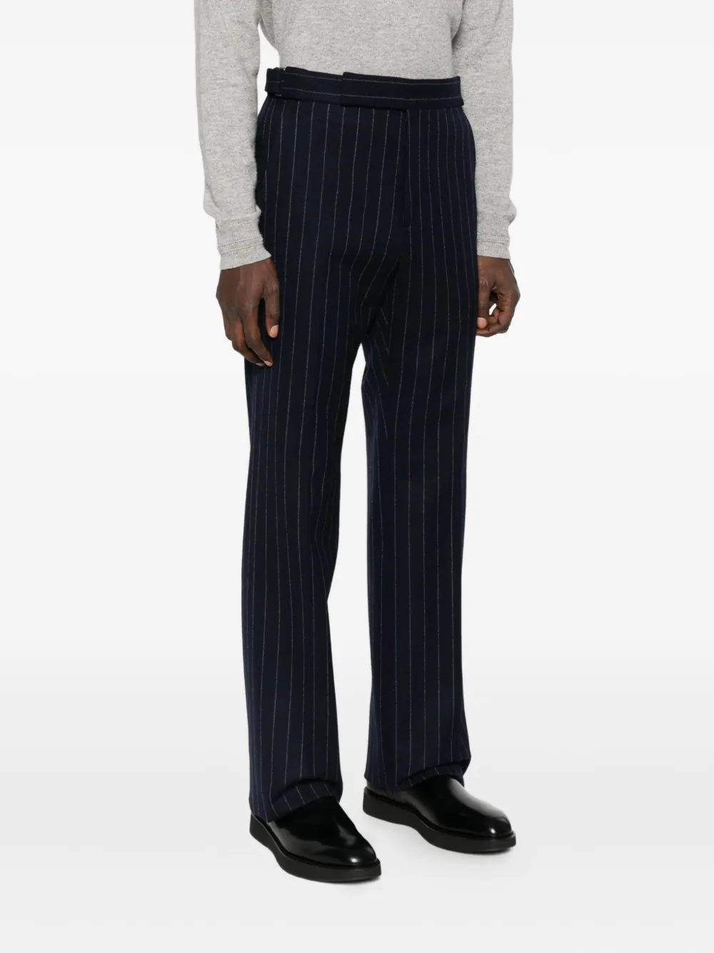Tom Ford Dyllan Slim-fit Tapered Striped Wool-twill Suit Trousers In Black