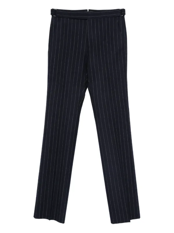 Tom Ford Pinstripe Wool Trousers in Blue