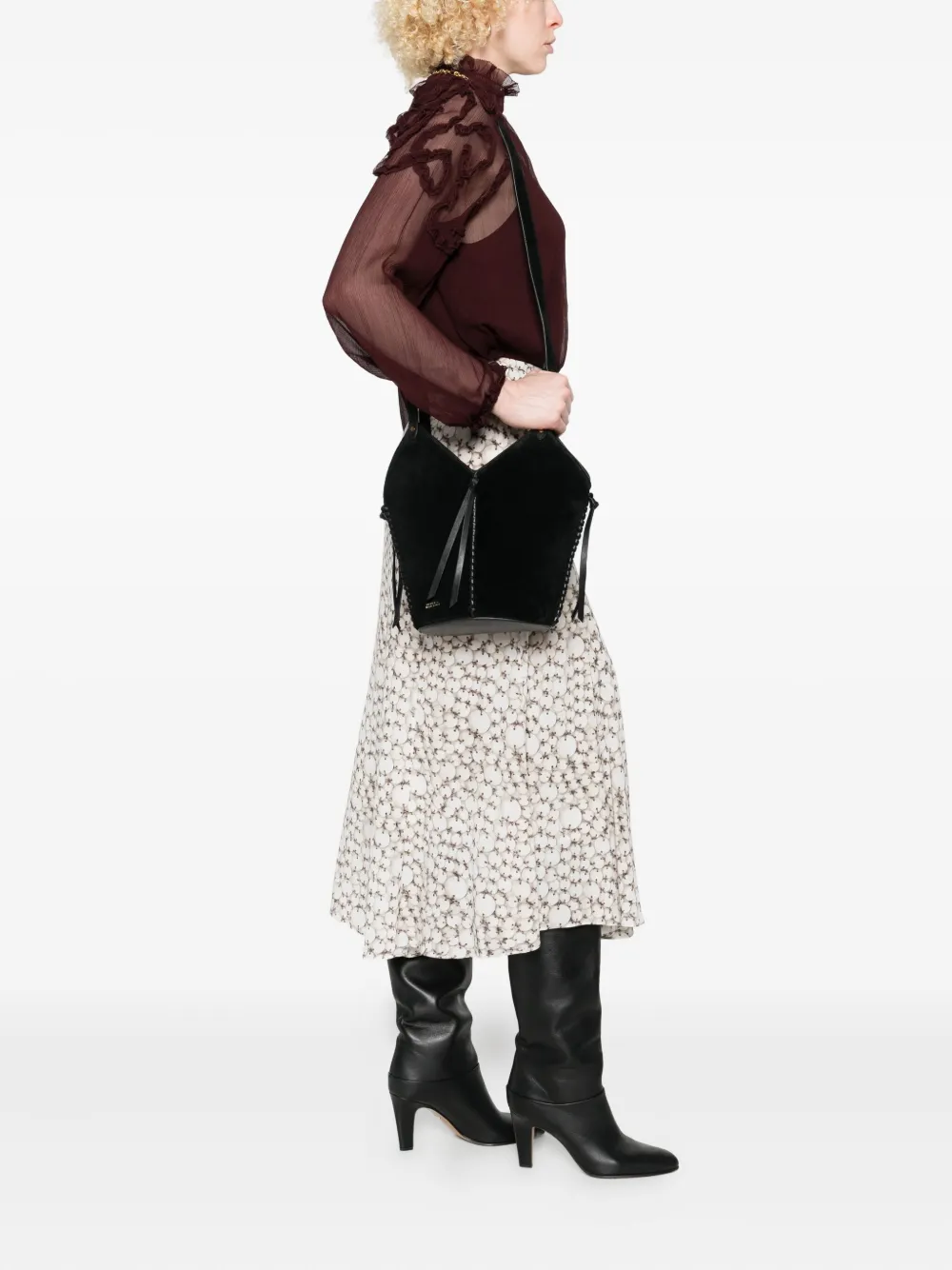 ISABEL MARANT Suède schoudertas - Zwart