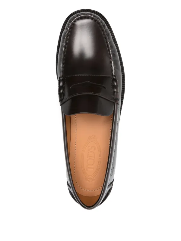 Tod's Mocassini In Pelle Con Dettaglio Penny Marrone FARFETCH IT