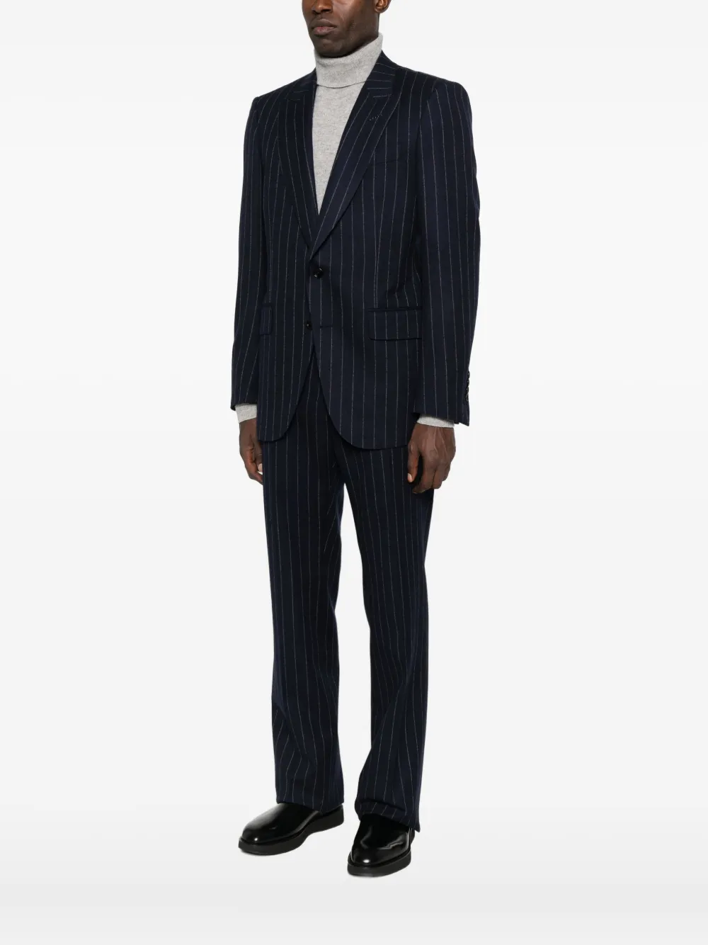 Tom Ford Pinstripe Wool Jacket In Blue