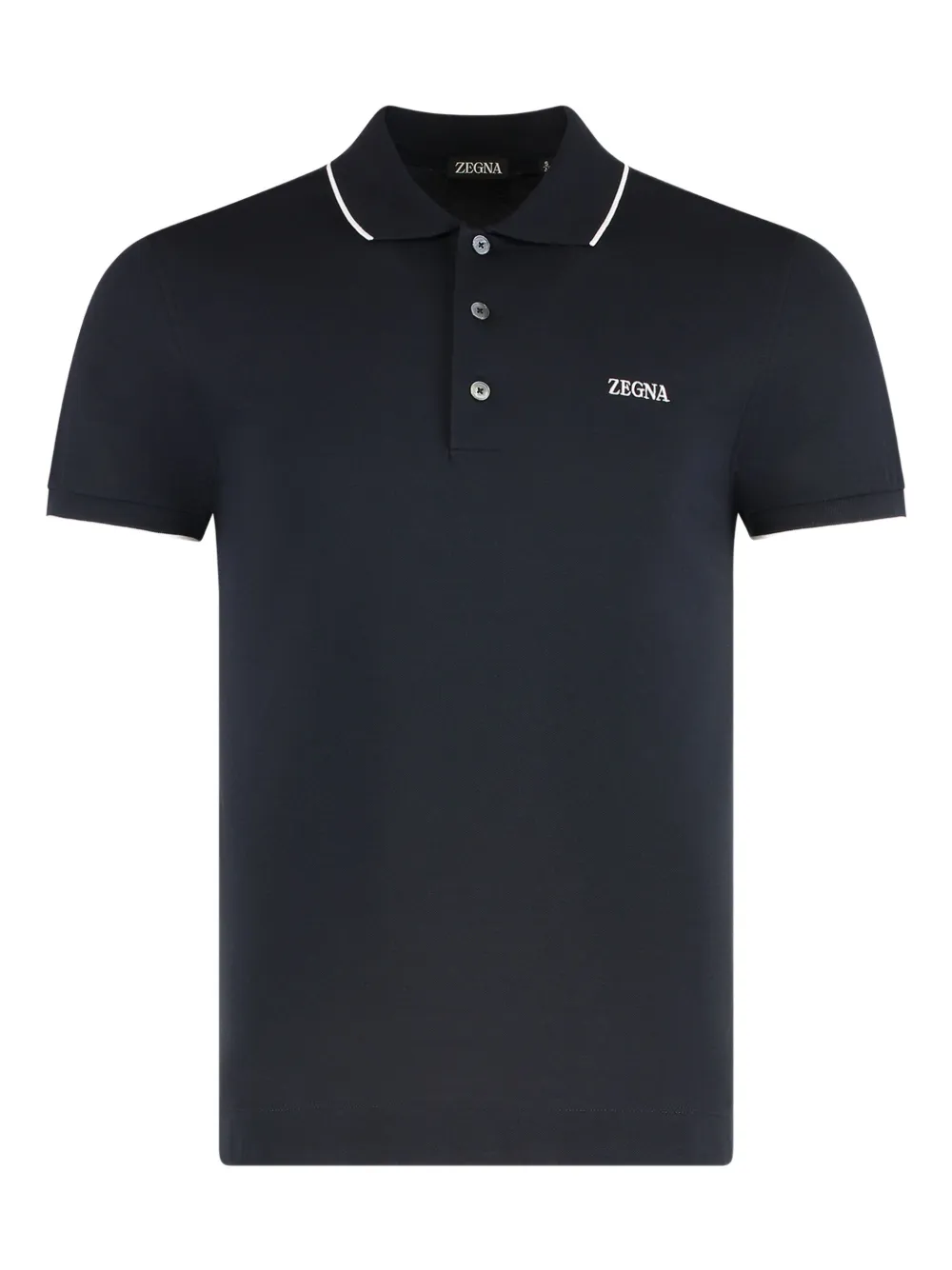 Zegna contrast-trim cotton pollo shirt | Green | Image 1