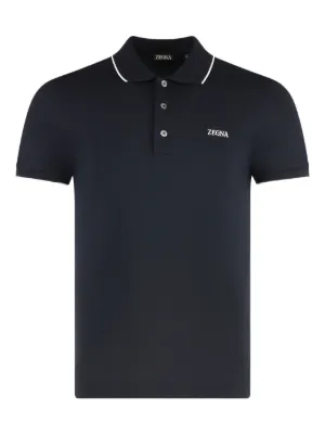 Zegna stretch-cotton Polo Shirt | Blue | FARFETCH