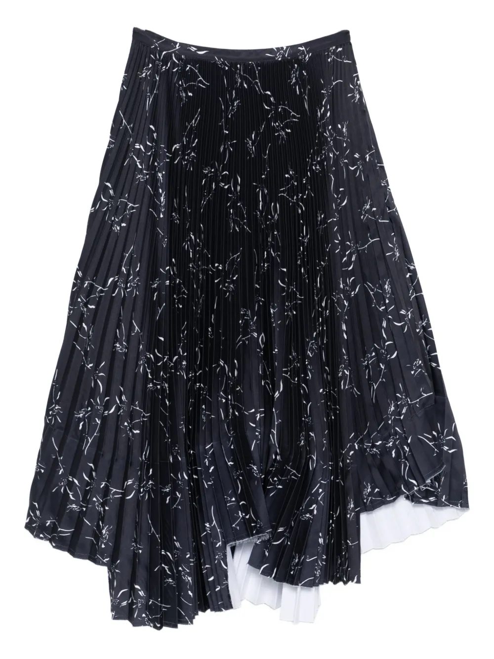 Plan C pleated printed skirt - Zwart
