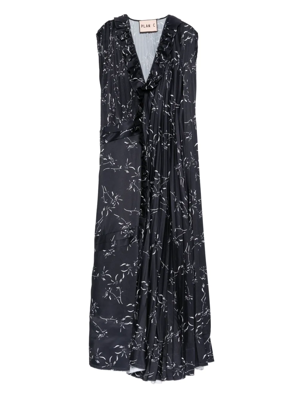 Plan C pleated midi dress | Black | Image 1
