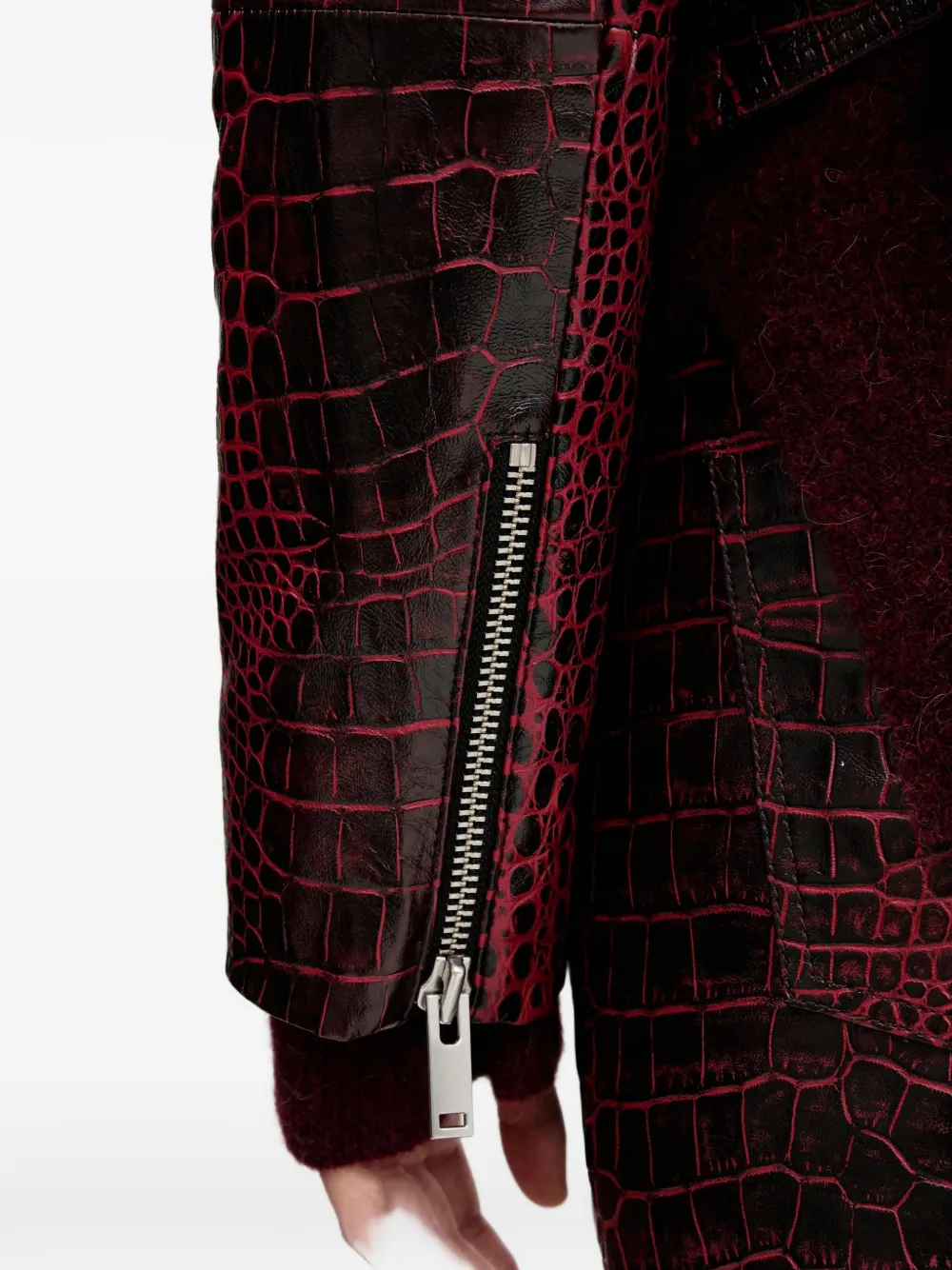 Crocodile-Effect Biker Jacket