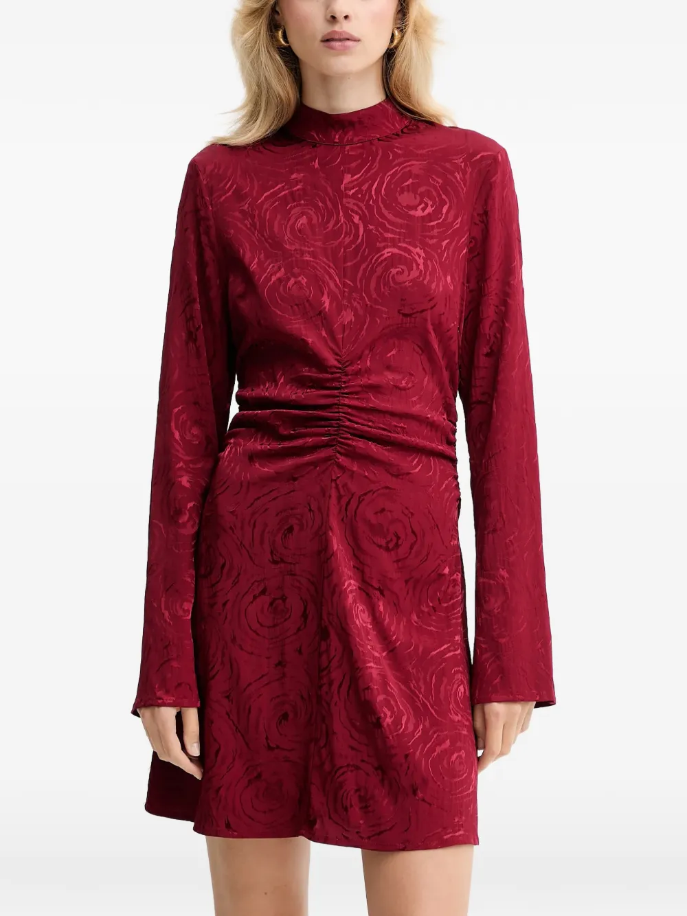 Gestuz roses gathered-detail mini dress - Rosso