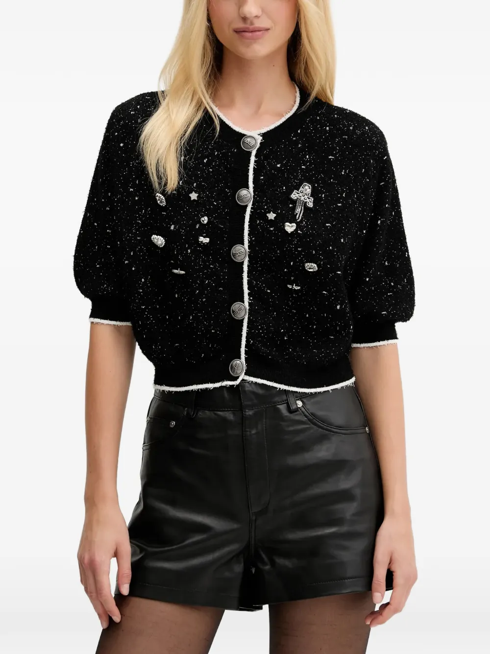 Gestuz stud-embellished cardigan - Nero
