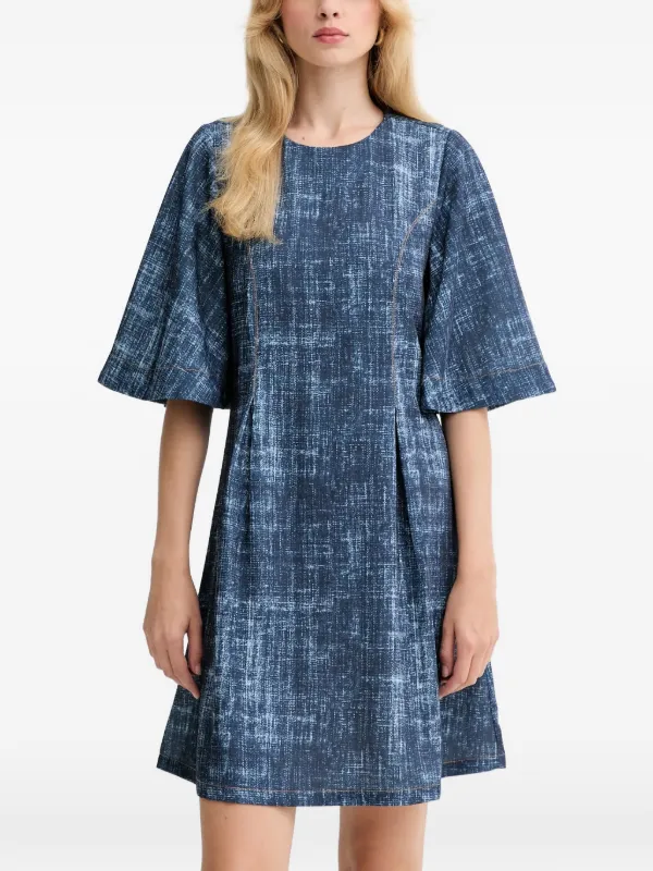 gestuz blue dress Gestuz flared-sleeve Mini Dress | Blue