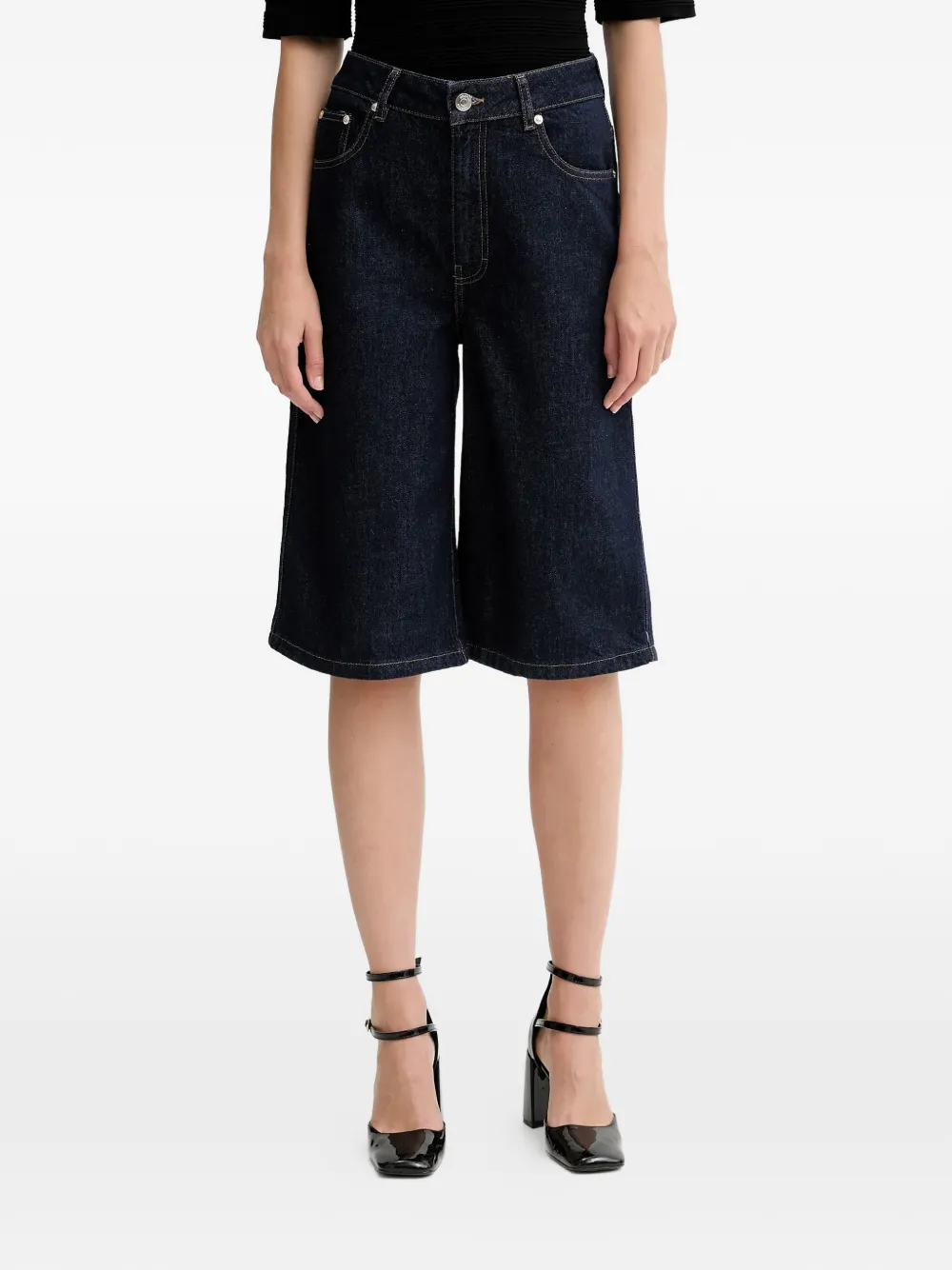 Gestuz logo-patch shorts - Blu