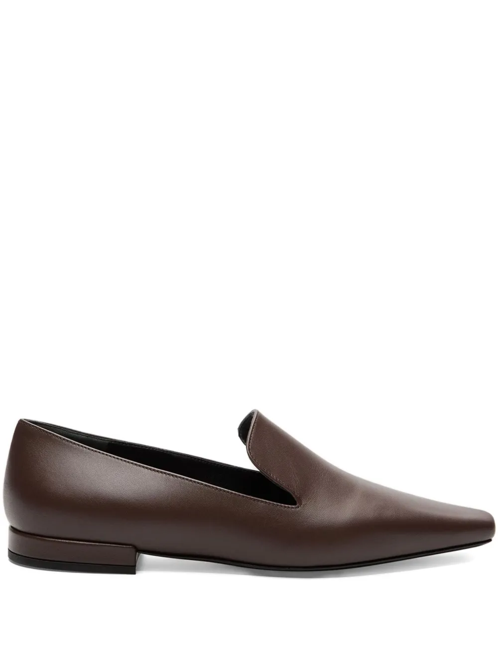 Loulou De Saison Carole Lds Leather Square-toe Loafers In Brown