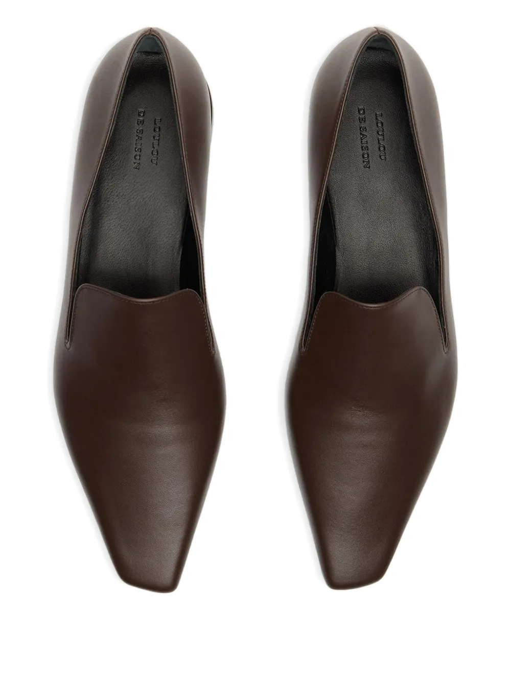 Loulou De Saison Carole Lds Leather Square-toe Loafers In Brown