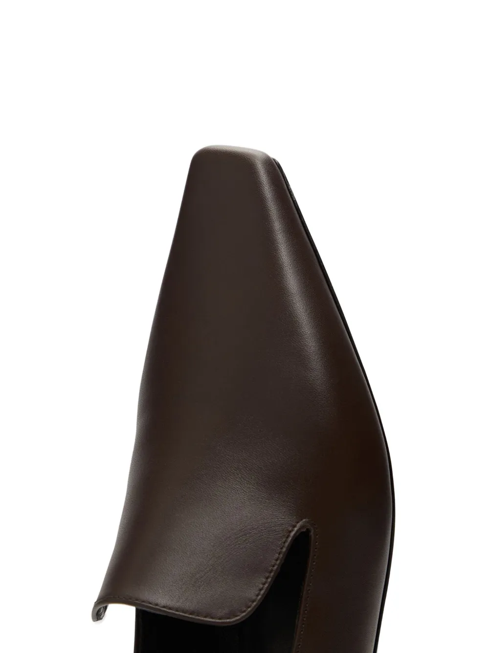 Loulou De Saison Carole Lds Leather Square-toe Loafers In Brown