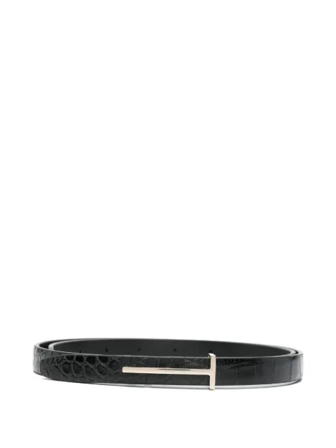 TOM FORD crocodile-embossed T-buckle belt