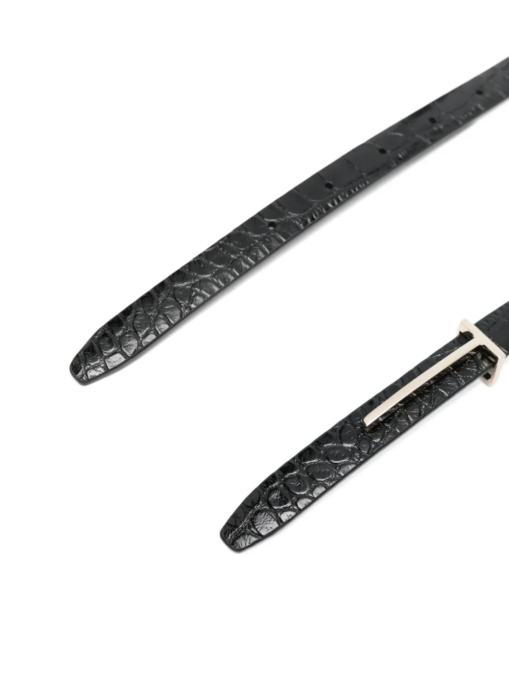 Tom Ford Crocodile Texture Adjustable Leather Strap In Black