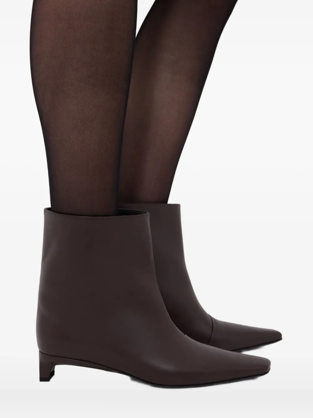 Loulou De Saison 35mm Celine Lds Leather Pointed-toe Ankle Boots In Brown