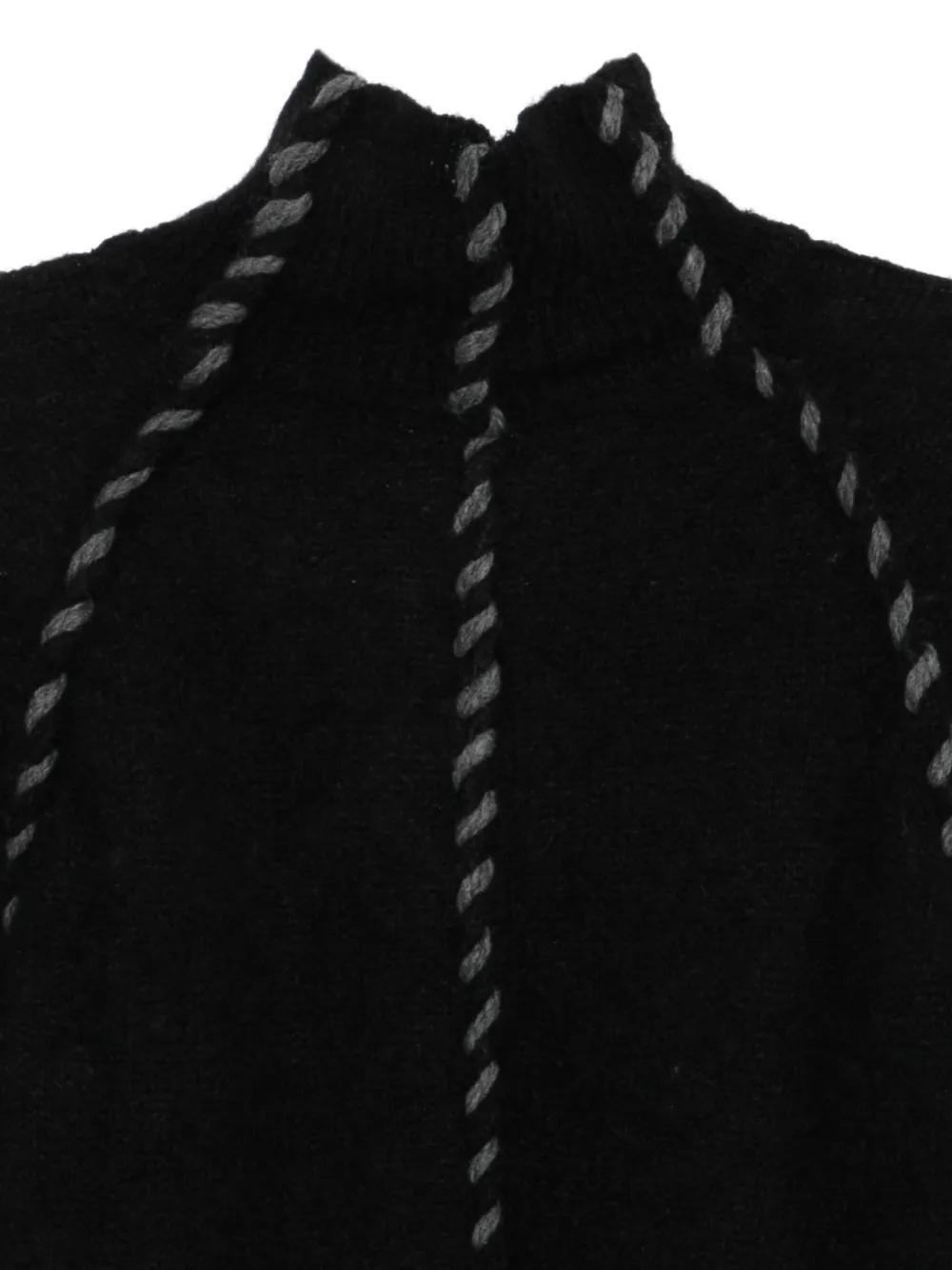 Thom Krom Trui met hoge hals en gevlochten detail Zwart