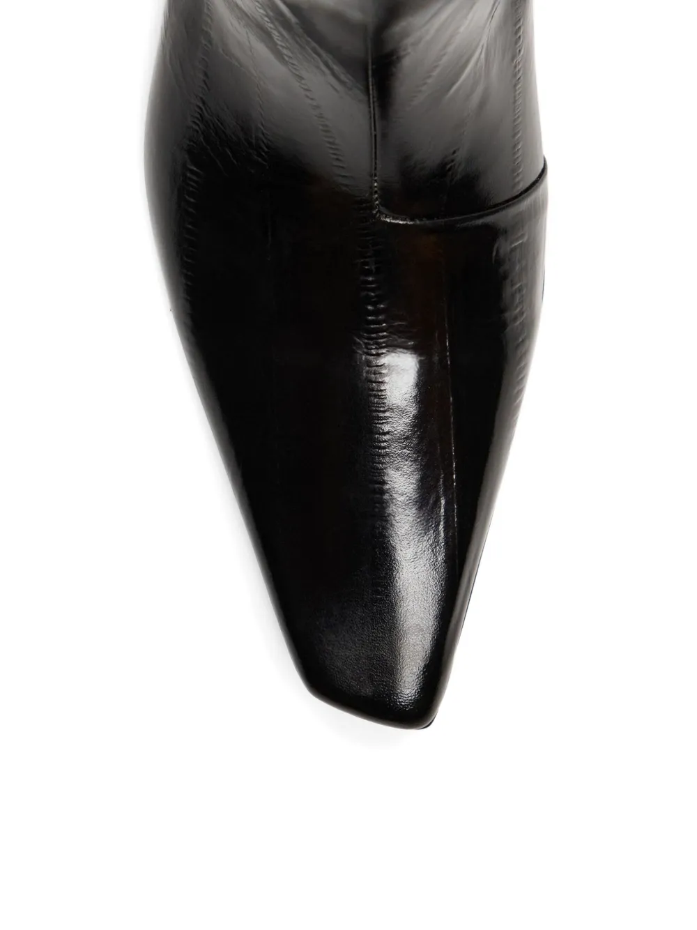 LouLou de Saison 35mm Iman eel-effect leather beveled-toe boots Black